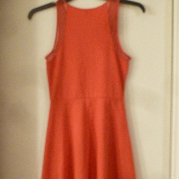H&M Sleeveless Red Skater Dress w mesh finish Sz S - Picture 3 of 8
